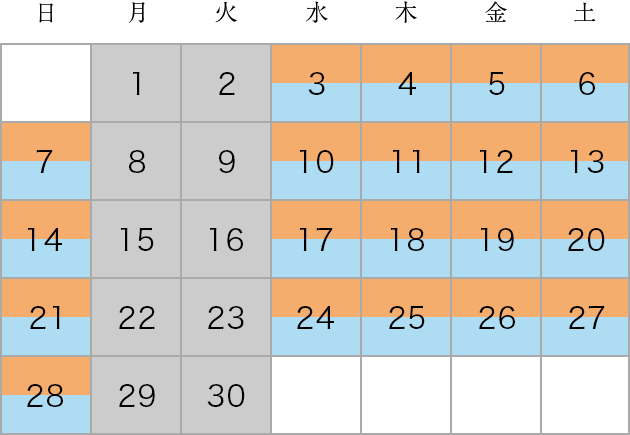 開館スケジュール　6月