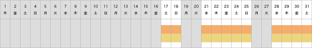 開館スケジュール 1月