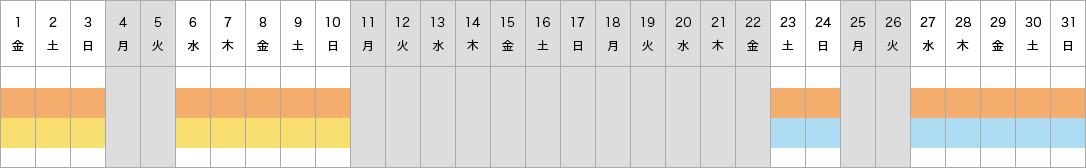 開館スケジュール 5月