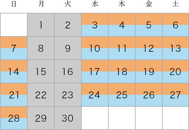 開館スケジュール 6月