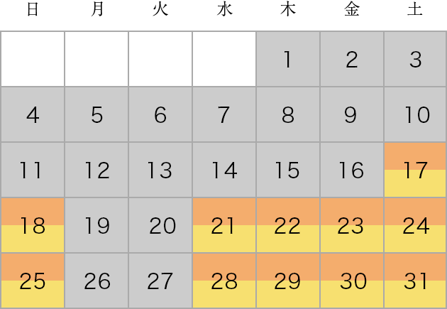 開館スケジュール 1月