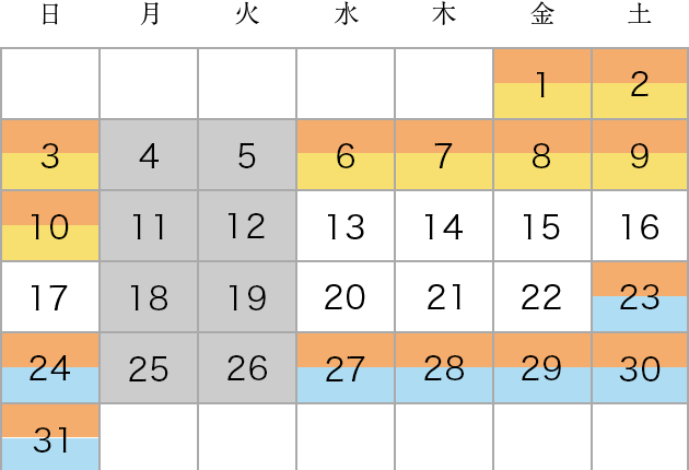 開館スケジュール 5月