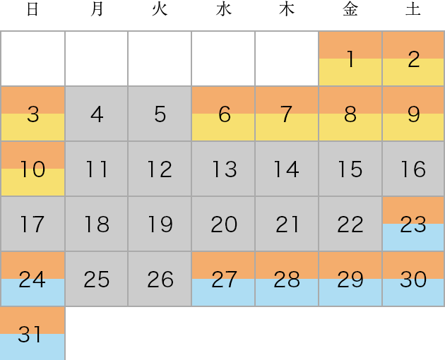 開館スケジュール 5月